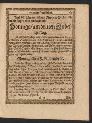 Montags den 3. Novembris. - Sonnabends/ 8. Novembris