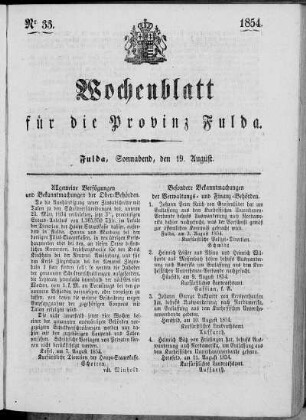 Nr. 33, Ausgabe vom 19. August 1854