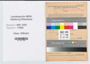 Entnazifizierung Wilhelm Hess, geb. 07.04.1890 (Schlosser)