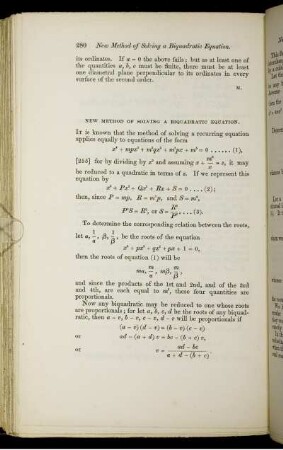 New method of solving a biquadratic equation.