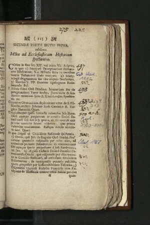 Secundae Partis Sectio Prima, exhibens MSta ad Ecclesiasticam Historiam spectania.
