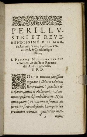 Perillustri Et Reverendissimo D. D. Marco Antonio Vitiæ, Episcopo Vercellensi, & Comiti religiosissimo [...]