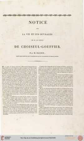Notice sur la vie et les ouvrages de M. le Comte de Choiseul-Gouffier