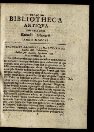 Kalendis Februarii. Anno MDCCVI.