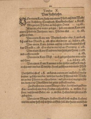 Titulus X. Von Fuhrlohn.
