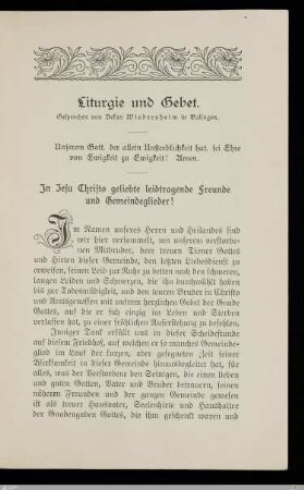 Liturgie und Gebet