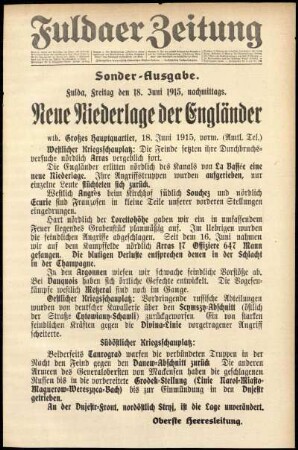 Ausgabe vom Freitag, den 18. Juni 1915.