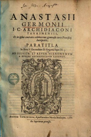 Paratitla in libros V. decretalium D. Gregorii Papae IX.