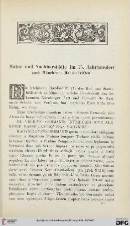 3: Mainz und Nachbarstädte im 15. Jahrhundert nach Münchener Handschriften