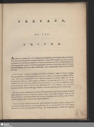 Preface, by the editor.
