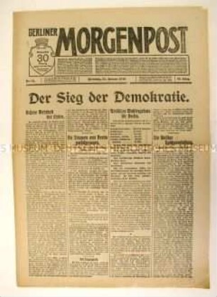 Tageszeitung "Berliner Morgenpost" mit den Wahlergebnissen