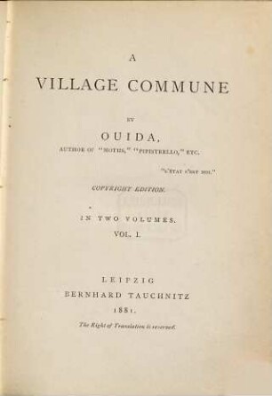 A Village Commune : in two volumes, 1