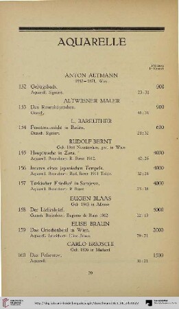Aquarelle (Nr. 152-191)
