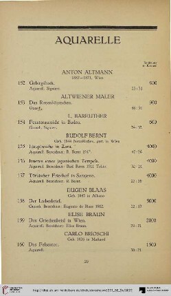Aquarelle (Nr. 152-191)