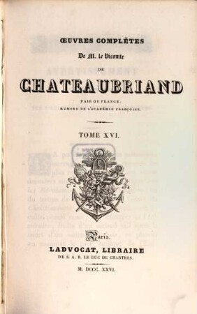 Oeuvres complètes de Chateaubriand, 16. Atala, René et les Abencerages