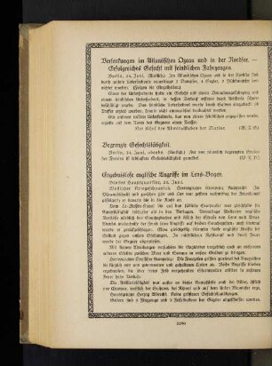 Ergebnislose englische Angriffe im Lens=Bogen.