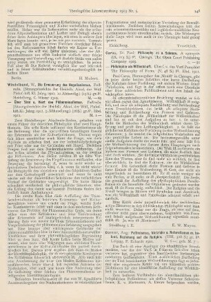 147-148 [Rezension] Windelband, Wilhelm, Die Erneuerung des Hegelianismus. Festrede