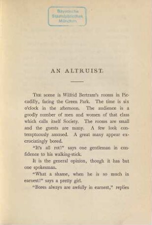An altruist and four essays