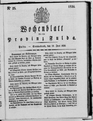 Nr. 25, Ausgabe vom 18. Juni 1836