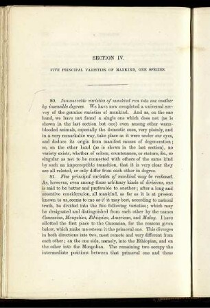 Section IV. Five Principal Varieties of Mankind, One Species