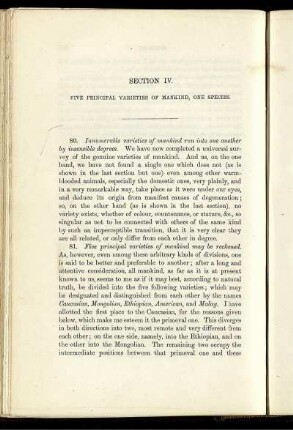 Section IV. Five Principal Varieties of Mankind, One Species