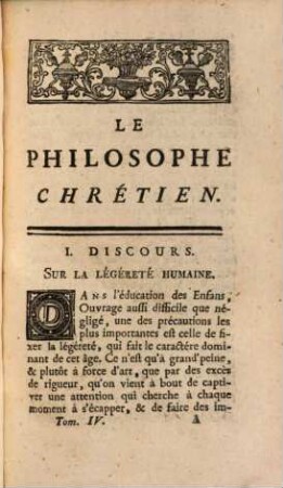 Le Philosophe Chrétien, Ou Discours Moraux. 4
