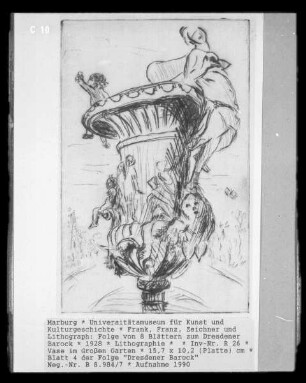 Folge von 8 Blättern zum Dresdener Barock — Vase im Großen Garten