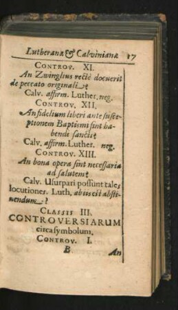 Classis III. Controversiarum circa symbolum.