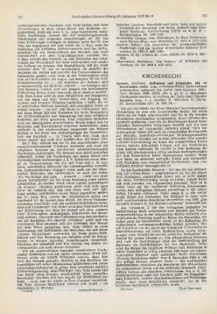 712 [Rezension] Aymans, Winfried, Kollegium und Kollegialer Akt im kanonischen Recht