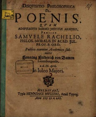 Disquisitio Philosophica De Poenis