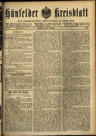 Ausgabe vom Samstag, den 20. September 1913.