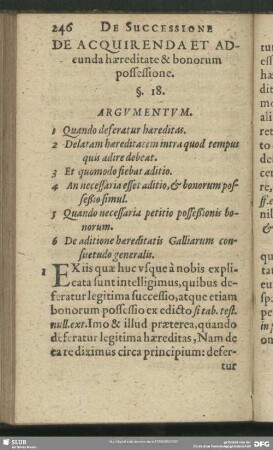 De Acquirenda Et Adcunda haereditate & bonorum possessione. §. 18