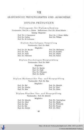 VII. Diplom-Prüfungen