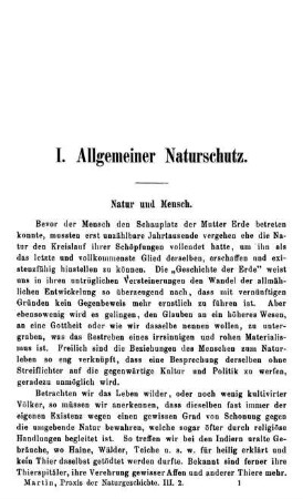 I. Allgemeiner Naturschutz.