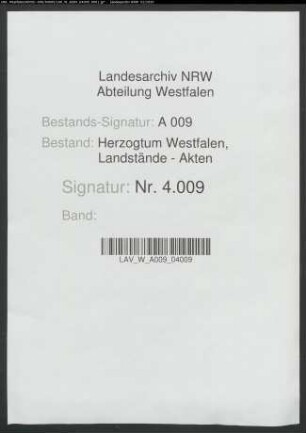 Protokoll und Anlagen des Landtagsausschusses September-Dezember 1796
