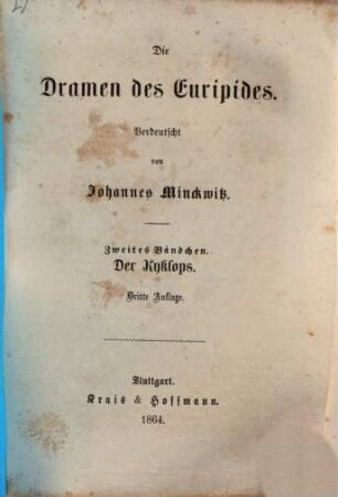 Die Dramen des Euripides, 2. Der Kyklops