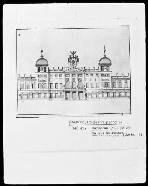 Warschau, Palais Sulkowski, Aufriß der Fassade