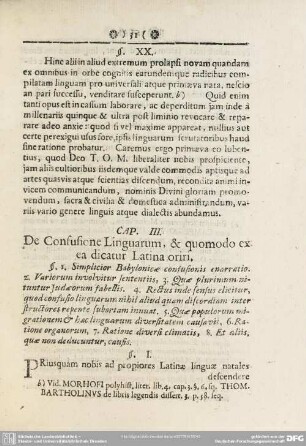Cap. III. De Confusione Linguarum, & quomodo ex ea dicatur Latina oriri