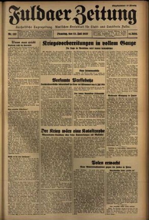 Erste Ausgabe vom Dienstag, den 13. Juli 1937.