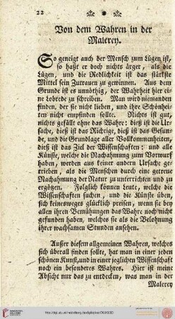 Von dem Wahren in der Malerey