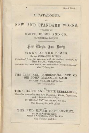 A catalogue of new and standard works, published ba Smith, Elder and Co.