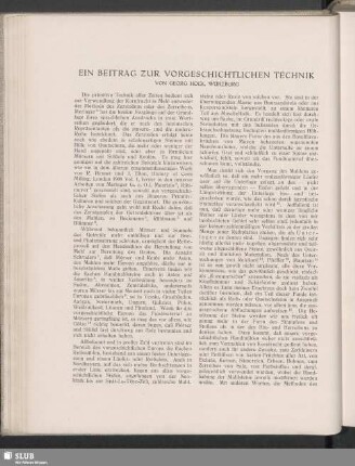 Ein Beitrag Zur Vorgeschichtlichen Technik
