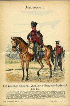 Uniformdarstellung, Husaren des Schlesischen National-Kavallerie-Regiments, Königreich Preußen, 1813/1815.