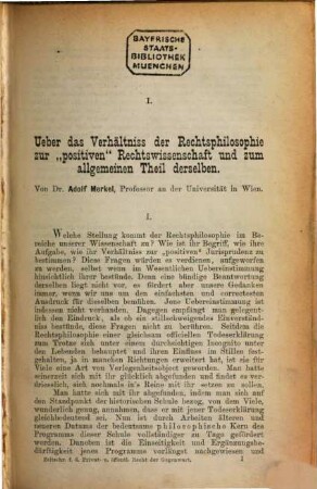 Zeitschrift für das Privat- und öffentliche Recht der Gegenwart. 1. 1874