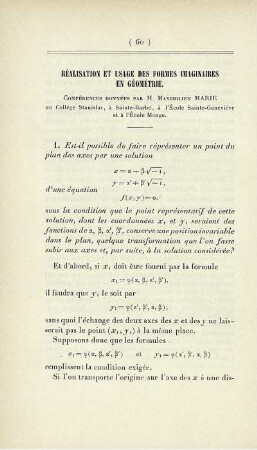 Réalisation et usage des formes imaginaires en géométrie.
