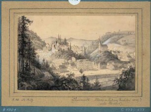 Blick über Tharandt auf Kirche und Ruine