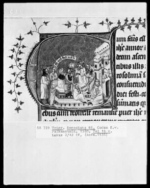 Perikopenbuch des Erzbischofs Kuno von Falkenstein: Christus disputiert mit den Schriftgelehrten im Tempel