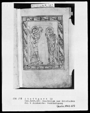 Psalterium - Hymnar (Benediktinerhandschrift) — Verkündigung, Folio 8recto