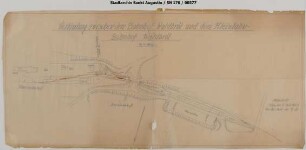 Verbindung zwischen dem Bahnhof Waldbröl der RSE und dem Kleinbahnhof Waldbröl. Lageplan der Einfahrt der Kleinbahn in den Staatsbahnhof Waldbröl. Kleinbahn Bielstein - Waldbröl, Reichsbahnstrecke Osberghausen - Waldbröl.