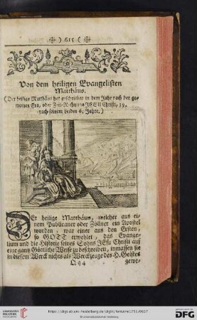 Von dem heiligen Evangelisten Matthäus